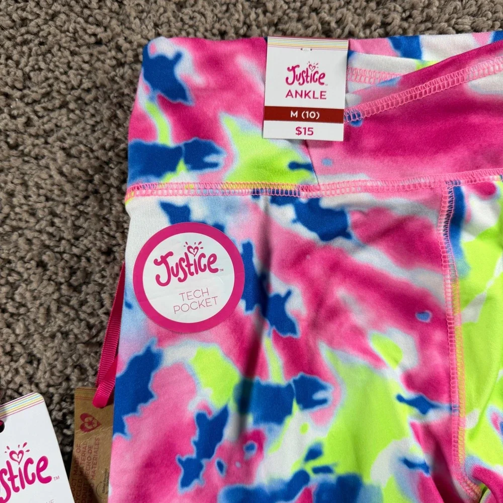 Justice Ankle Leggings Bundle Butterfly Tie Dye girls medium 10 NEW dance bright